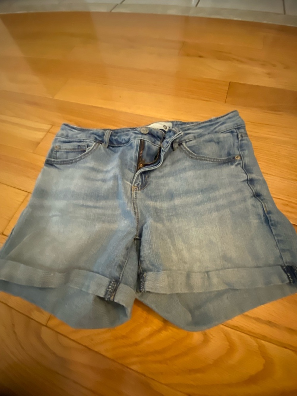 Garage Light Blue Rolled-Hem Denim Shorts
